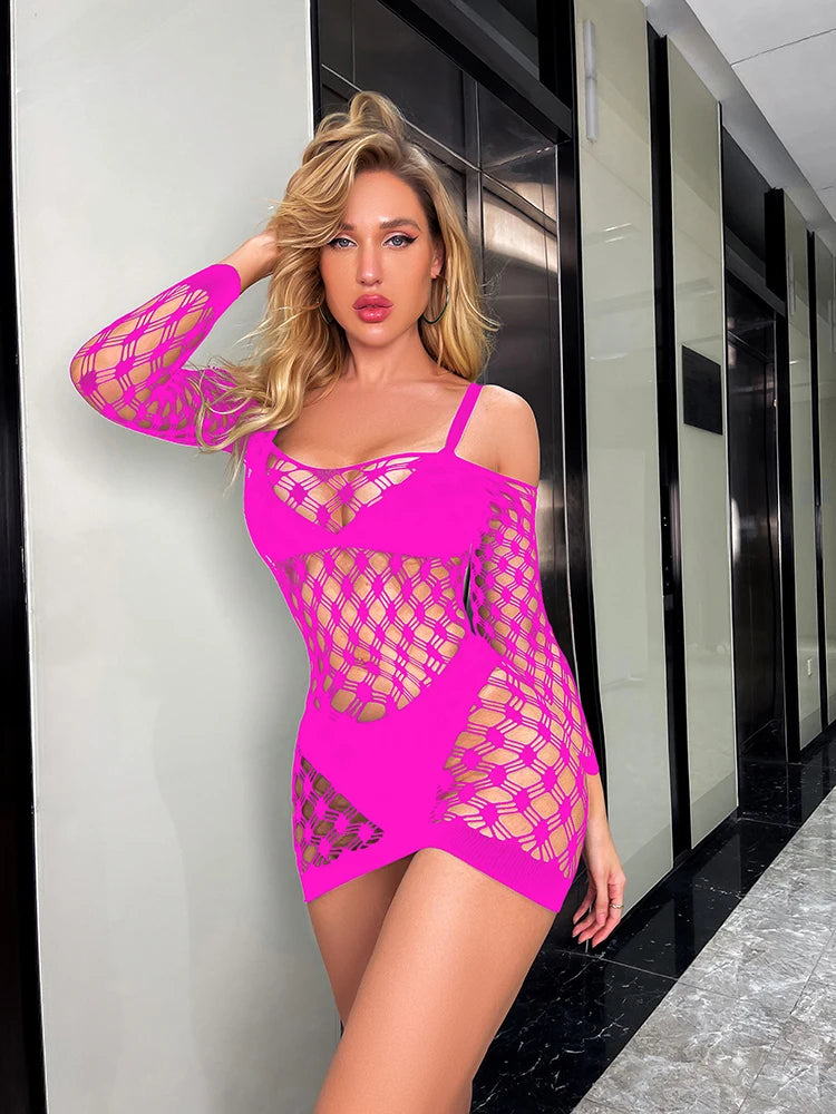 Hollow Out Sexy Mesh Lingerie Honeymoon Mesh Bodystocking Sexy Open Crotch Pantyhose Lingerie Femme Sexy Bodysuits W531