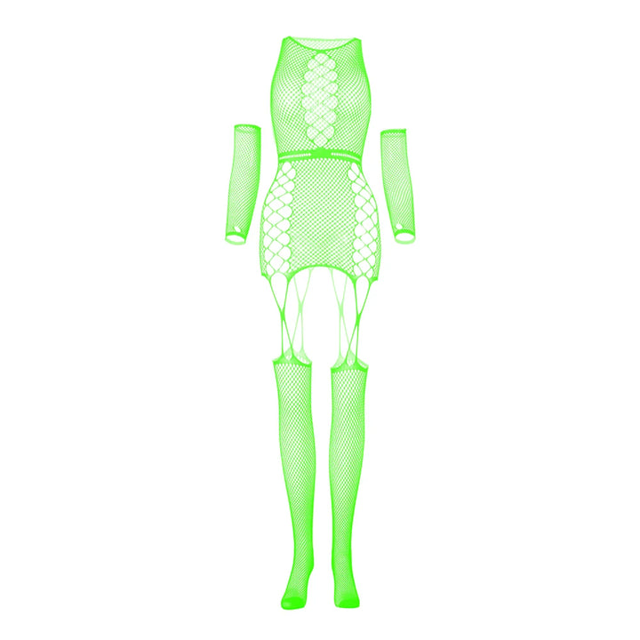 Women Sexy Lingerie Bodysuits Long Sleeve Open Crotch Mesh Sling Body Stockings Costumes Fishnet Suspender Bodystocking