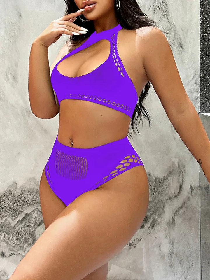 Retro Sexy Babydoll for Women Sexy Erotic Lingerie Two Piece Set Thongs Fishnet Underwear Bodysuit Lenceria Para Mujer