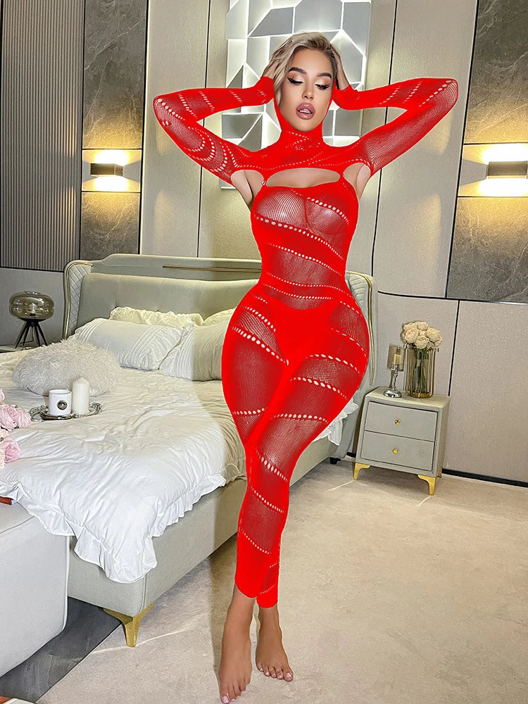 2025 NEW Hooded Sexy Rhinestone Body Stocking Plus Size for Chubby Women Crotchless Bodysuits Erotic Lingerie Outfits
