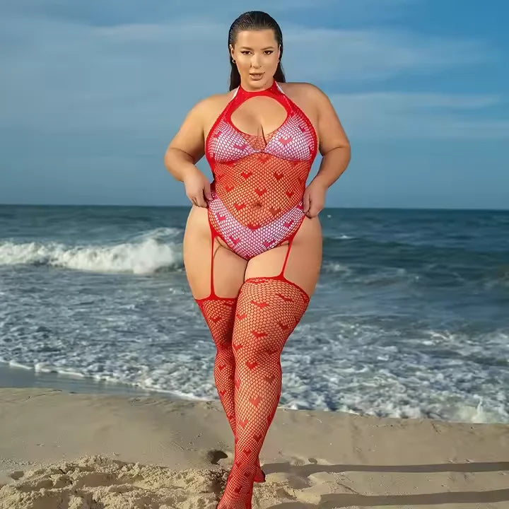 Popular 2024 Femme Lingerie Women's Plus Size Underwear Mesh Sheer Jumpsuit Full Bodystocking Nylon Sexy Costumes