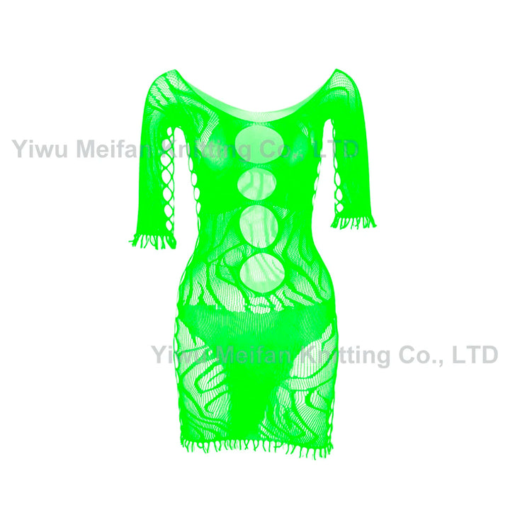 New Sexy Transparent Open Temptation One-Piece Lingeries Fishnet Ultra-thin Jacquard Tassel Mature Sexy Bodystocking