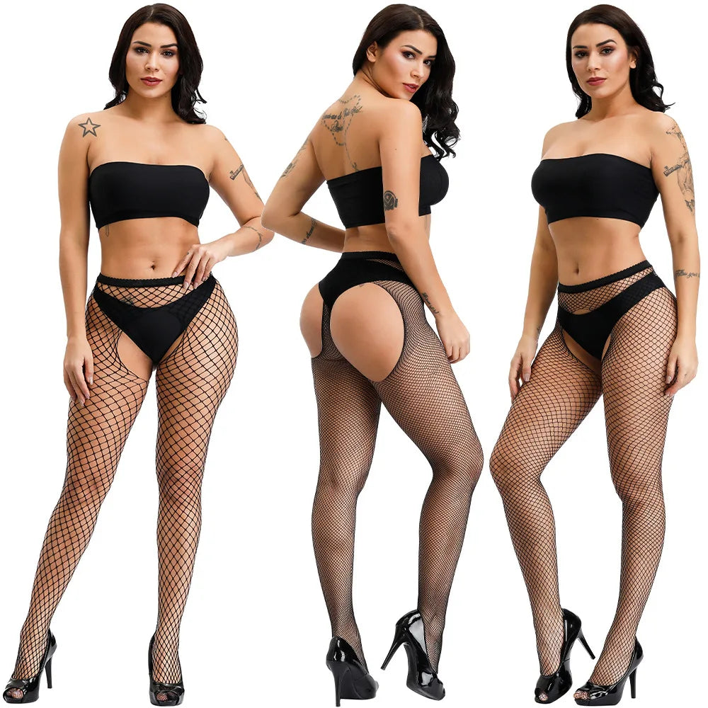 Open Crotch Pantyhose Tights Women Sexy Erotic Lingerie Femme Sexy Perspective Stockings Women's Clothing Outfits