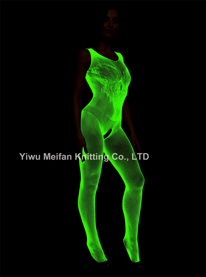 Glow in the Dark Fishnet Stockings Lingerie Body Stocking Luminous Glowing Fishnet Underwear Bodystockings for Women