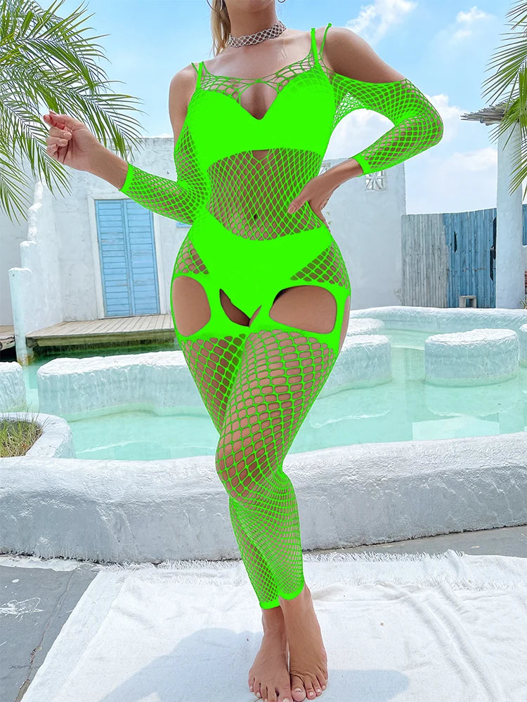 Hot Sales Suspender Pantyhose Tights  Mature Women Sexy Fishnets Full Bodystocking Mesh Lingerie Stockings