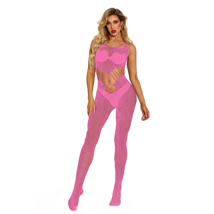 TikTok Fashion Fishnets Bodystocking for Women's Wholesale Nylon Stockings Full Body Sexy Crotchless Erotic Lingerie