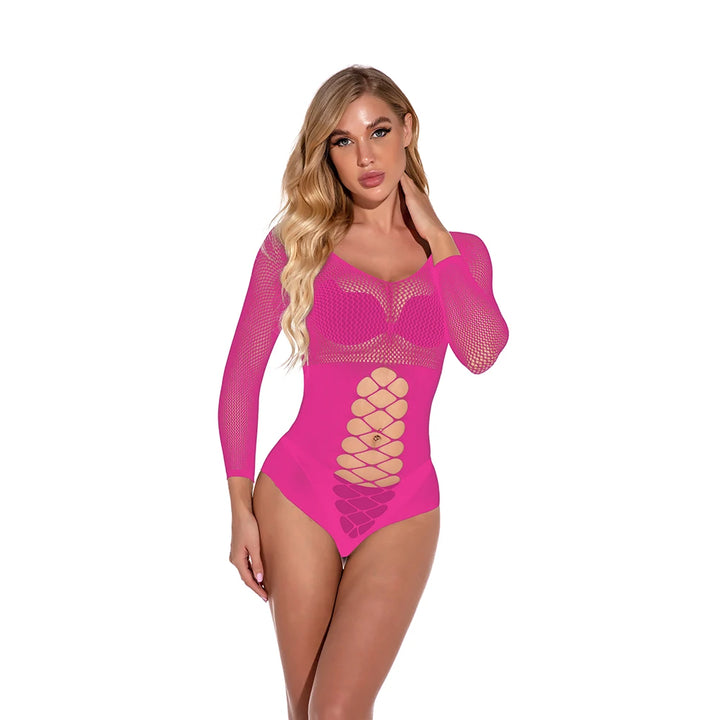 Custom Women's Sexy Fishnet Body Doll Rhinestone Lingerie Mesh Sheer Bodystocking Crotchless Erotic Lingerie Sexy