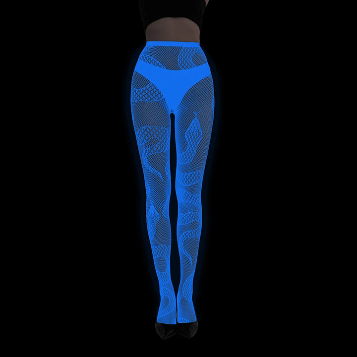 Wholesale Luminous Women Body Stocking Glow in the Dark Sexy Fishnet Bodystocking Transparent Nylon Socks Mesh Pantyhose