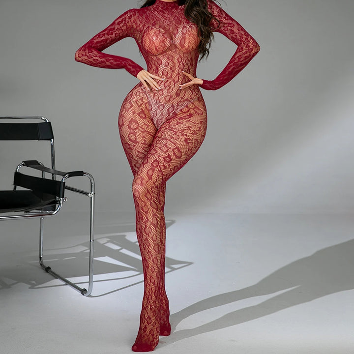 UYW Leopard Fishnet Stockings Full Body Sexy Crotchless Lingerie Dress Backless Body Fishnes Stocking Stripper Outfit