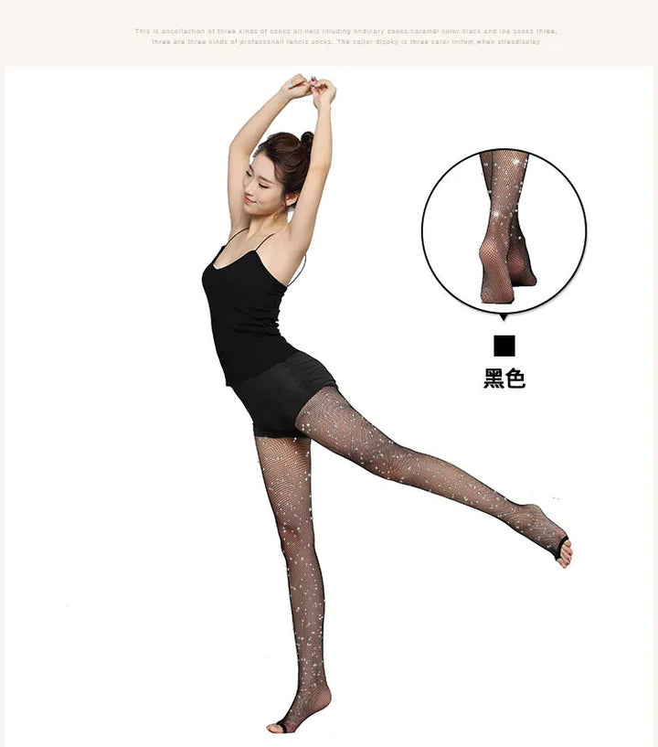 Women's Professional Soft Stretch Non-slip Dance Fishnet Tight Stockings Samba Tango Latin Dance Pantyhose
