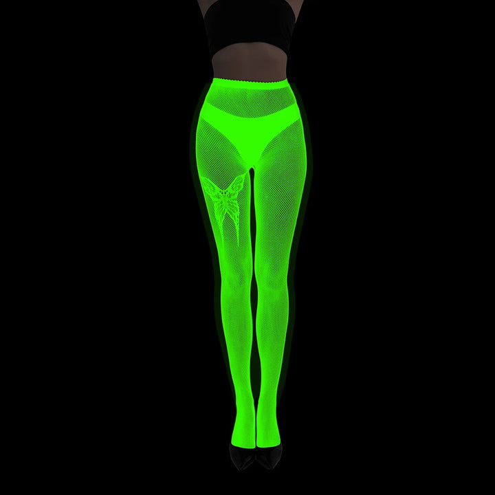 Women Body Stocking Glow in the Dark Sexy Fishnet Bodystocking Transparent Nylon Socks Mesh Pantyhose