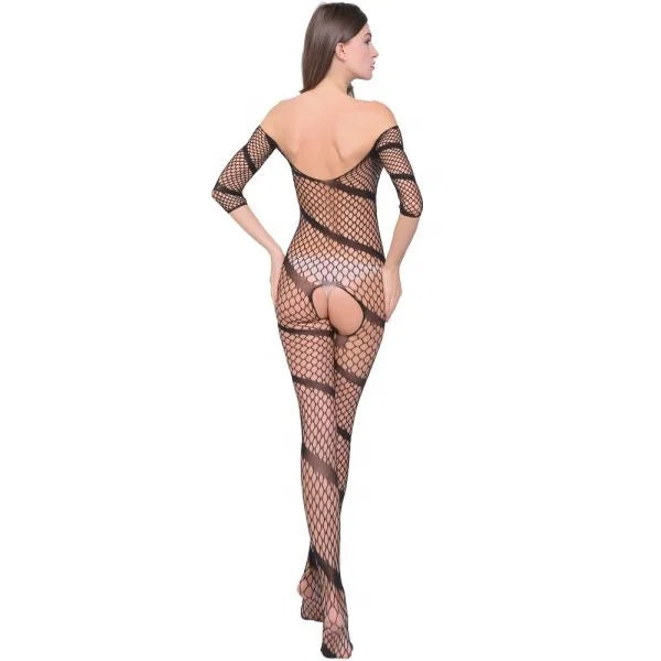Women's Jumpsuit Sexy Lingerie Full Body Suit Sexy Tights Fishnet Net Transparent Full Sleeve Halter Jumpsuit