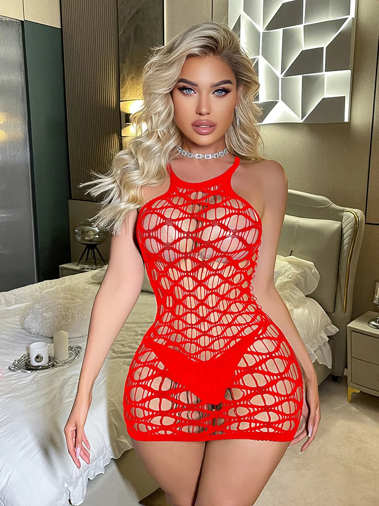 Women Body Stocking Sexy Bodycon Evening Dress Erotic Bodysuits Nighty Dress for Girl K382