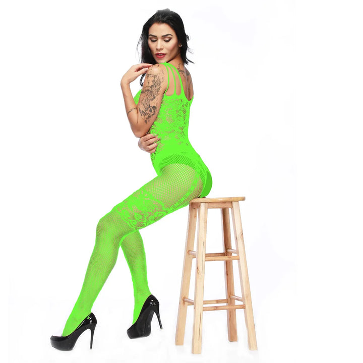 UYW Women's Bodystocking Nylon Sexy Jacquard Floral Baby Dolls 2024 Erotic Lingerie Bodystocking Crotchless Bodysuit