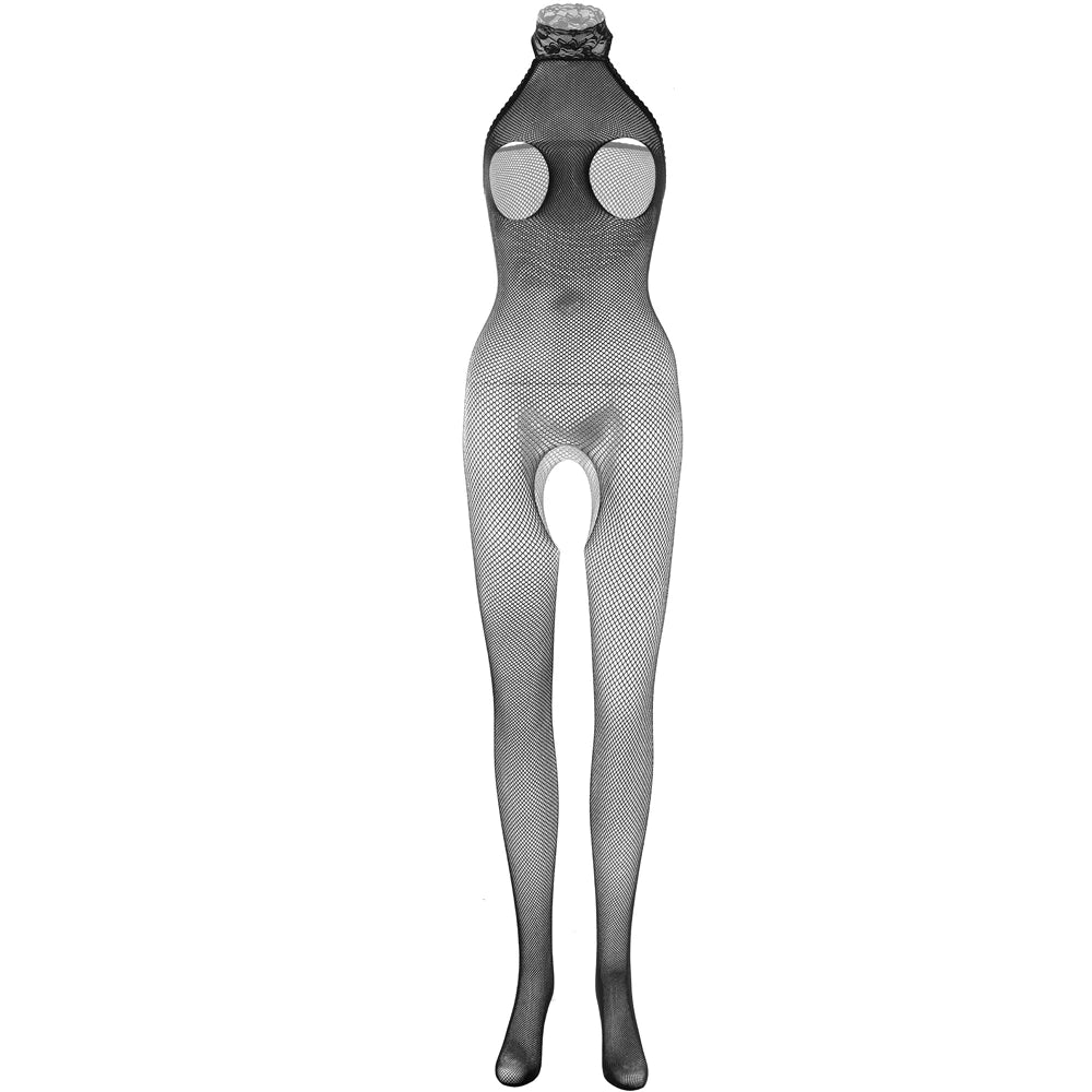 Women Jumpsuit 2023 Full Body Stocking Complexion Sheer Crotchless Lingerie Cosplay Bunny Girl Mesh Fishnet Playsuit
