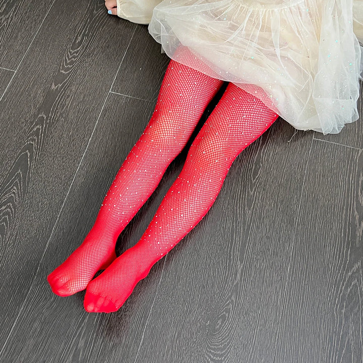 Children Rhinestone Fishnets Pantyhose White Diamond Sparkle Stockings Baby Costumes Cotton Crotch Fishnets Socks