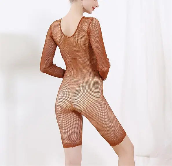 Custom Women's Fishnet Bodystocking Anti-slip Latin Dance Stockings Women Sexy Sheer Caramel Carnival Bodystocking