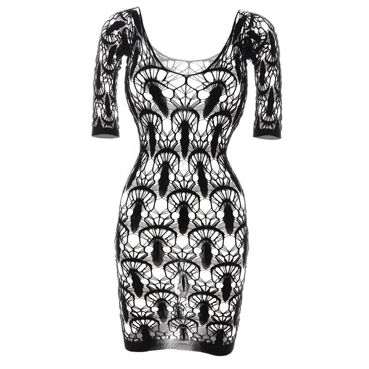 Retro Jellyfish Pattern Print Dress Women Sexy Babydoll Dress Full Body Erotic Lingerie Femme Sexy Chemise Sleepwear