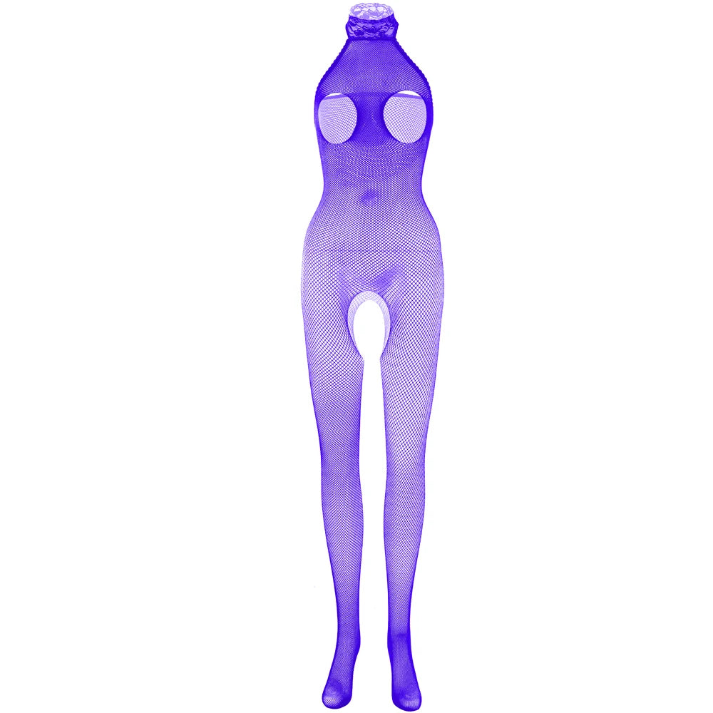 Women Jumpsuit 2023 Full Body Stocking Complexion Sheer Crotchless Lingerie Cosplay Bunny Girl Mesh Fishnet Playsuit