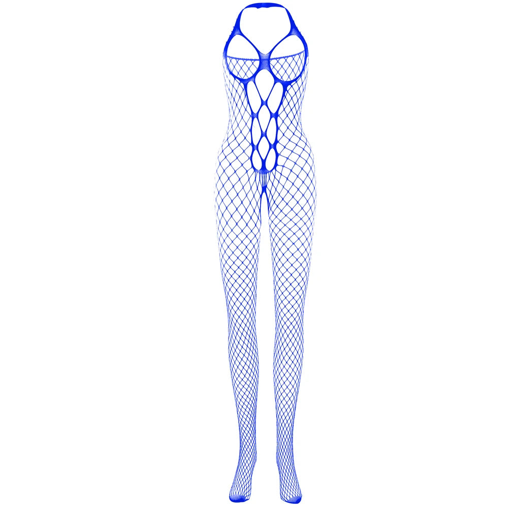 Sexy Erotic Lingerie Femme Sexy Hollow Out Halters Exposed Breast Bodystocking Lingerie Stockings Crotchless Erotic