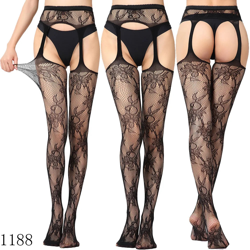 Womens Lingerie Body Garter Belt Thigh High Sheer Nylon Stockings Suspenders Sexy Pantyhose/tights