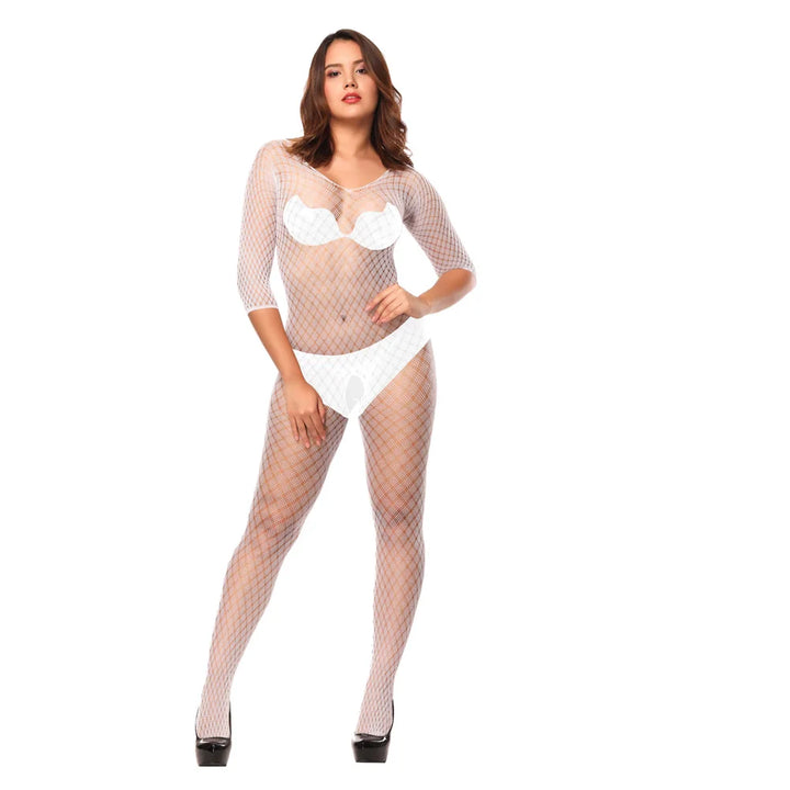 Full Body Fishnet Bodysuit Sexy Crotchless Body Stocking Lingerie One Piece Mature See Through Bodystocking Stockings
