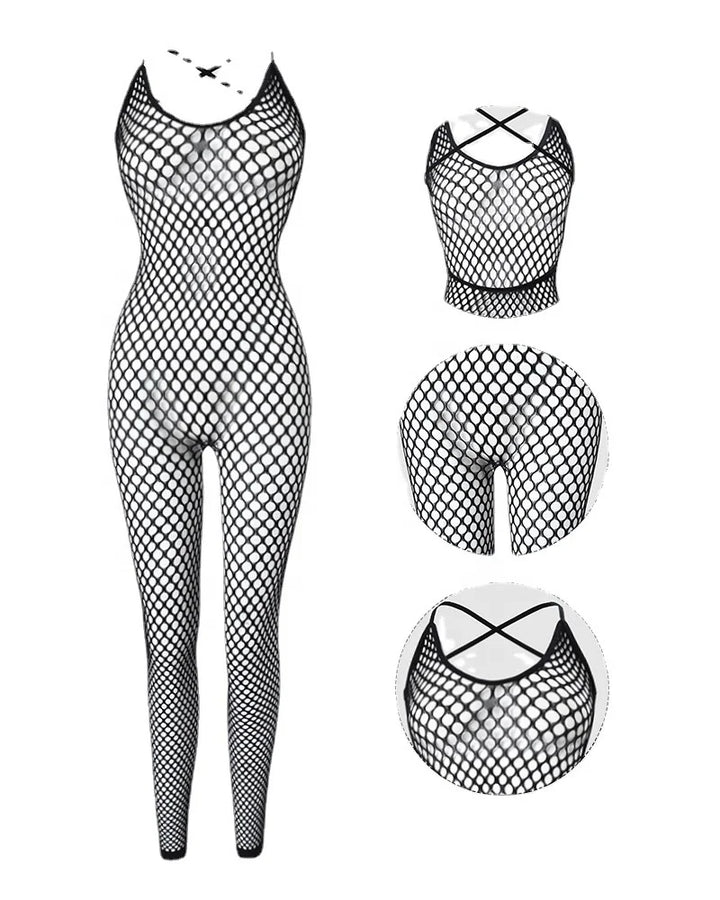 High Quality Sexy Bodystocking Lingerie Womens Sexy Crotchless Body Stocking Full Body Mesh Sheer Bodysuit Femme Sexy