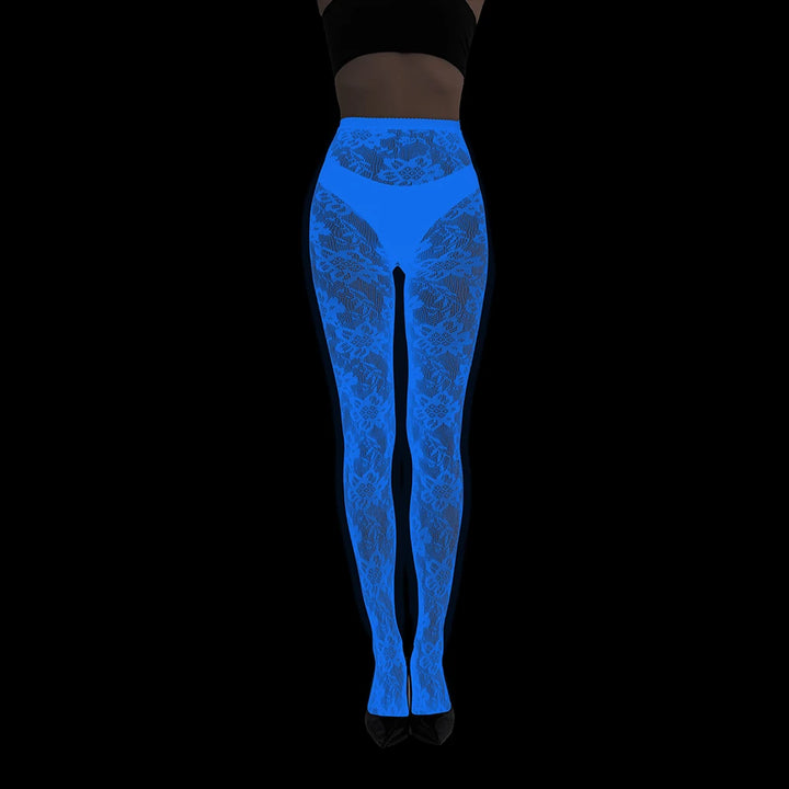 Wholesale Luminous Women Body Stocking Glow in the Dark Sexy Fishnet Bodystocking Transparent Nylon Socks Mesh Pantyhose