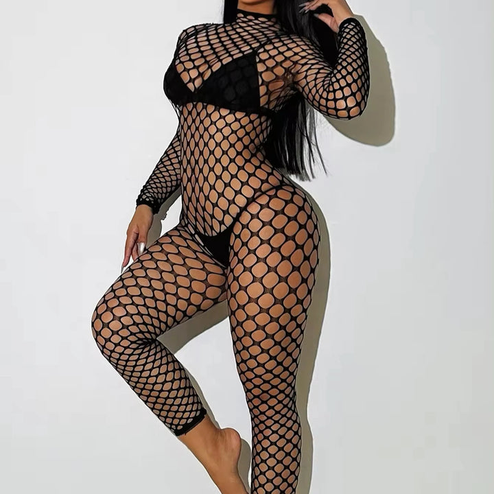 Hollow Out Women's Clothing Sexy Lingerie Mesh Sheer Bodysuit 2025 Sexy Backless Full Body Stocking Jumpsuit Women