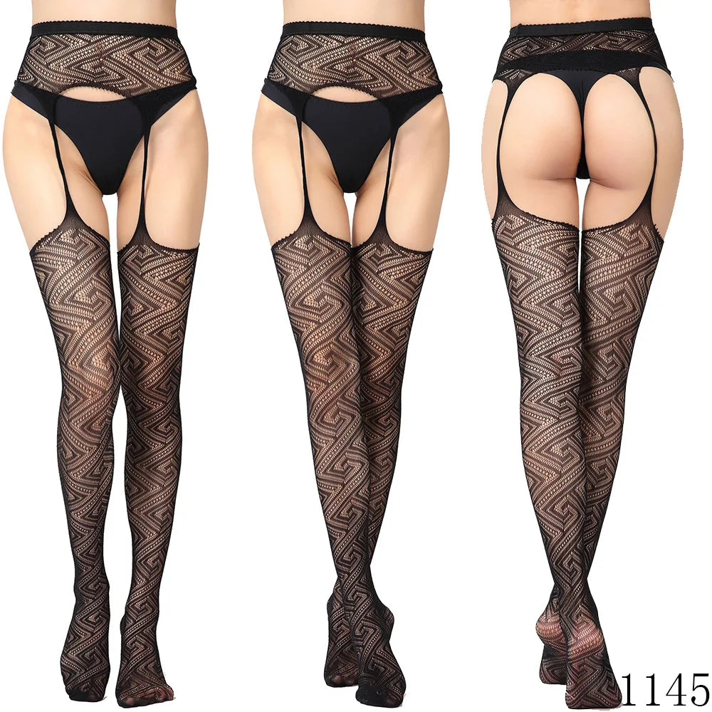 Womens Lingerie Body Garter Belt Thigh High Sheer Nylon Stockings Suspenders Sexy Pantyhose/tights