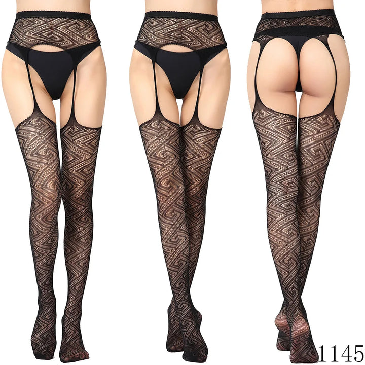 Womens Lingerie Body Garter Belt Thigh High Sheer Nylon Stockings Suspenders Sexy Pantyhose/tights