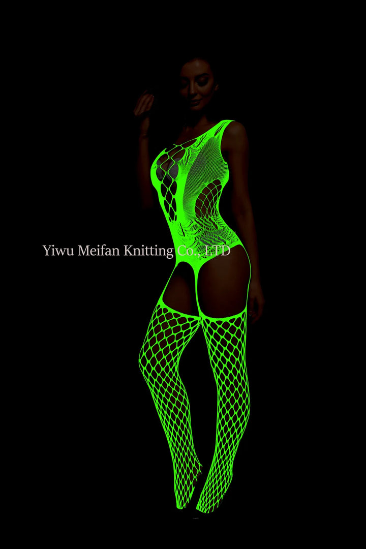 Glow in the Dark Fishnet Stockings Lingerie Body Stocking Luminous Glowing Fishnet Underwear Bodystockings for Women