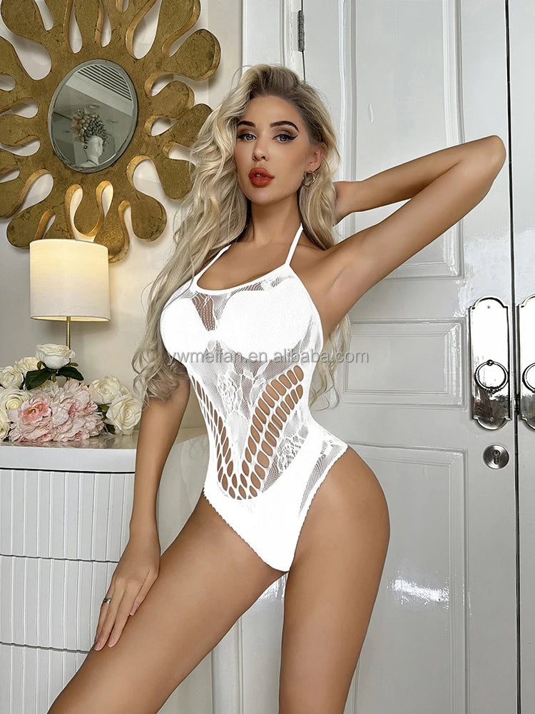 Women's Shoulder Halter Body Doll Sexy Erotic Lingerie for Women Plus Size Sexy Fishnets Bodystocking Bikini Tops