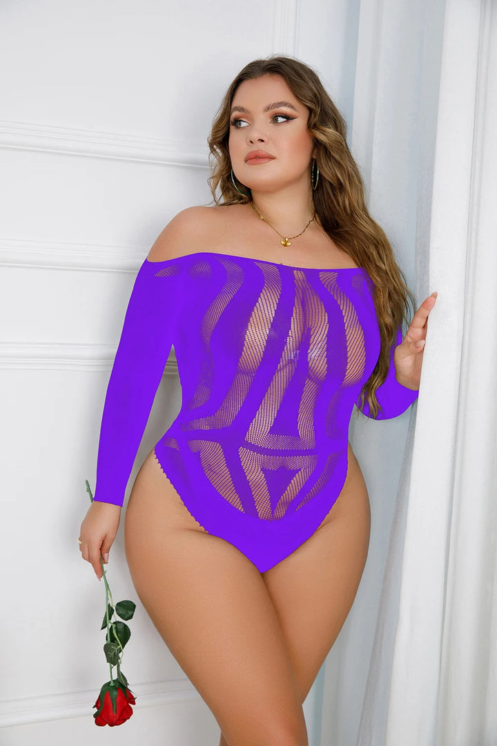 New Arrival Open Crotch Sexy Mesh Lingerie Fishnet Bodystocking Women Bodysuit Sexy Plus Size Body Stocking