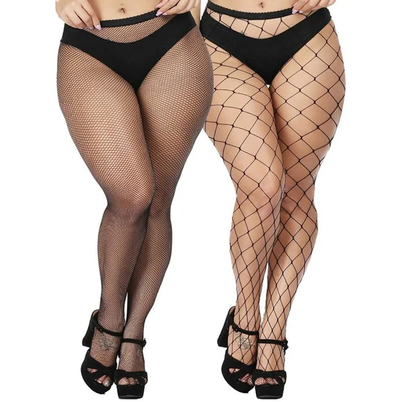 Plus Size Tights for Women Fishnet Pantyhose Lingerie Thigh High Hosiery Sexy Lady Elastic Carnival  Panty Hose
