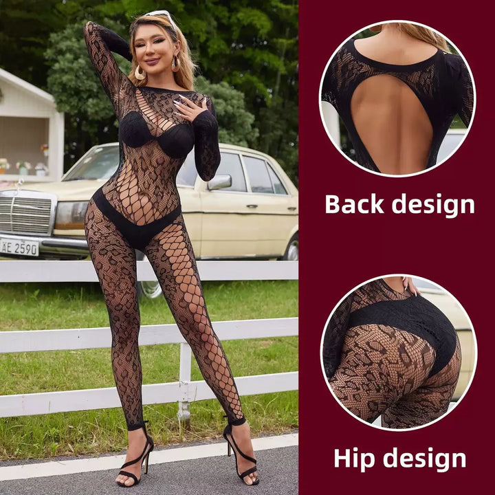 Spandex Nylon Lingeries Set Animal Print Leopard Full Body Stockings Sexy Fishnet Bodysuits Onesie Fishing Net Bodystocking
