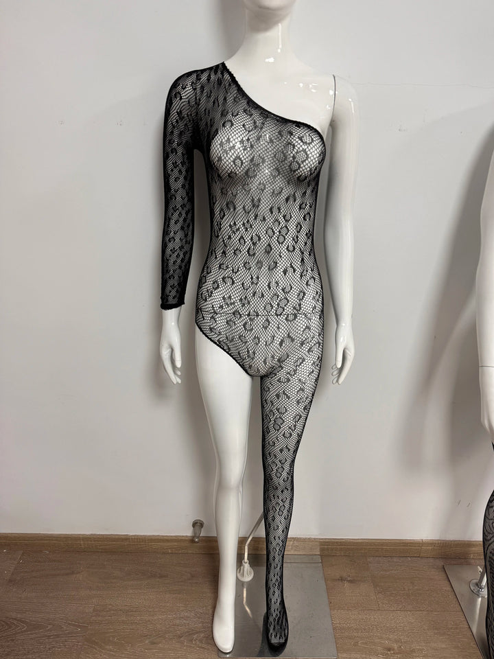 Spandex Nylon Lingeries Set Animal Print Leopard Full Body Stockings Sexy Fishnet Bodysuits Onesie Fishing Net Bodystocking