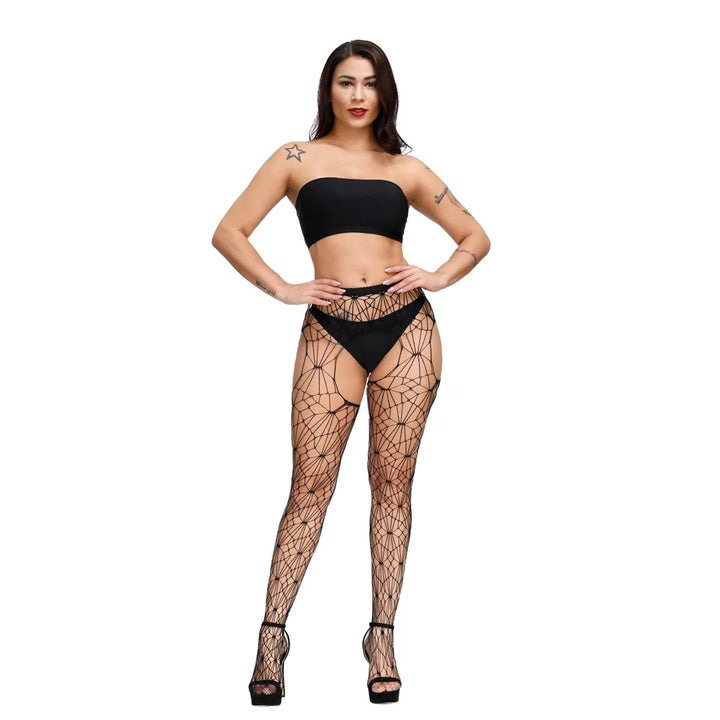 2025 Plus Size XXL Sexy Lingerie Crotchless Tights Garter Belt Suspender Pantyhose Fishnet Seamless Lenceria Body Stockings