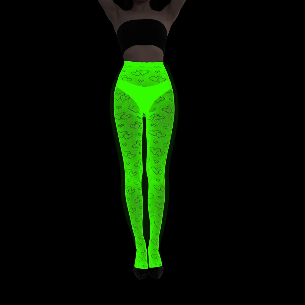 Women Body Stocking Glow in the Dark Sexy Fishnet Bodystocking Transparent Nylon Socks Mesh Pantyhose