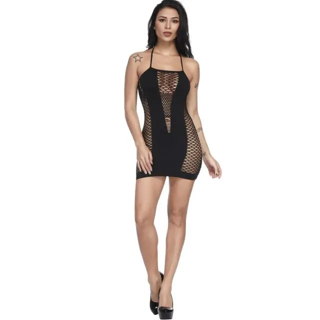 Wholesale OEM  Women Sexy Fishnets Lingerie Dress Hollow Out Transparent Sexy Mesh Bodystocking