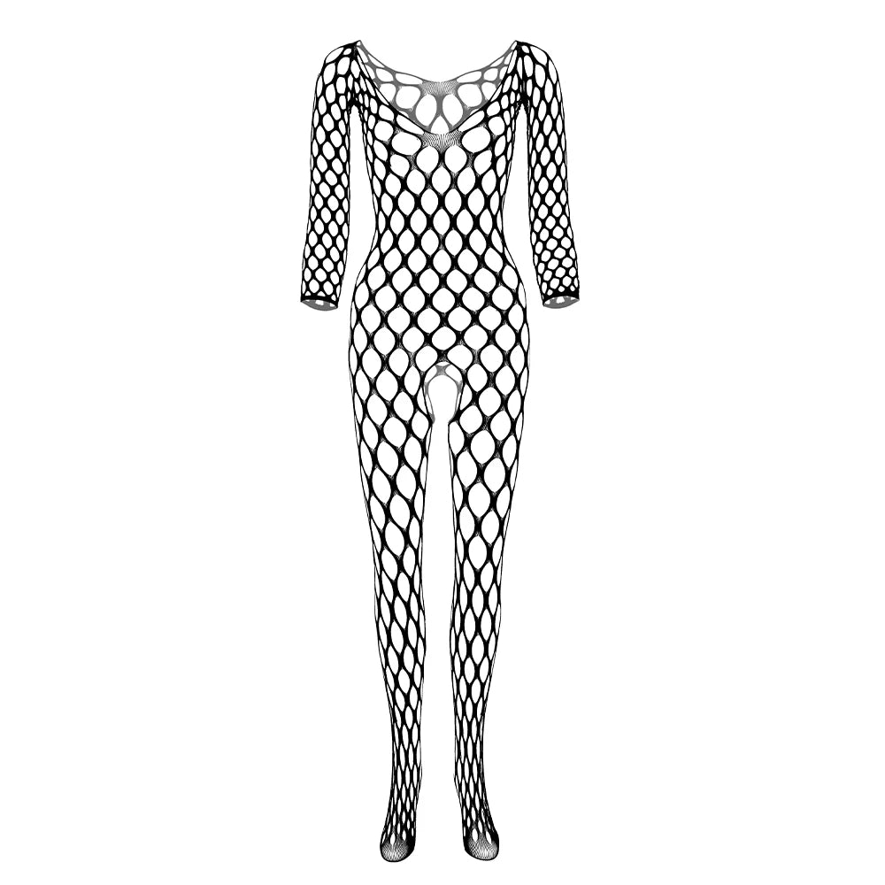 Full Body Fishnet Stockings Sexy Women Erotic Lingerie  Crotchless Design Bodystocking Ultra Large Nets Bodysuits 2024