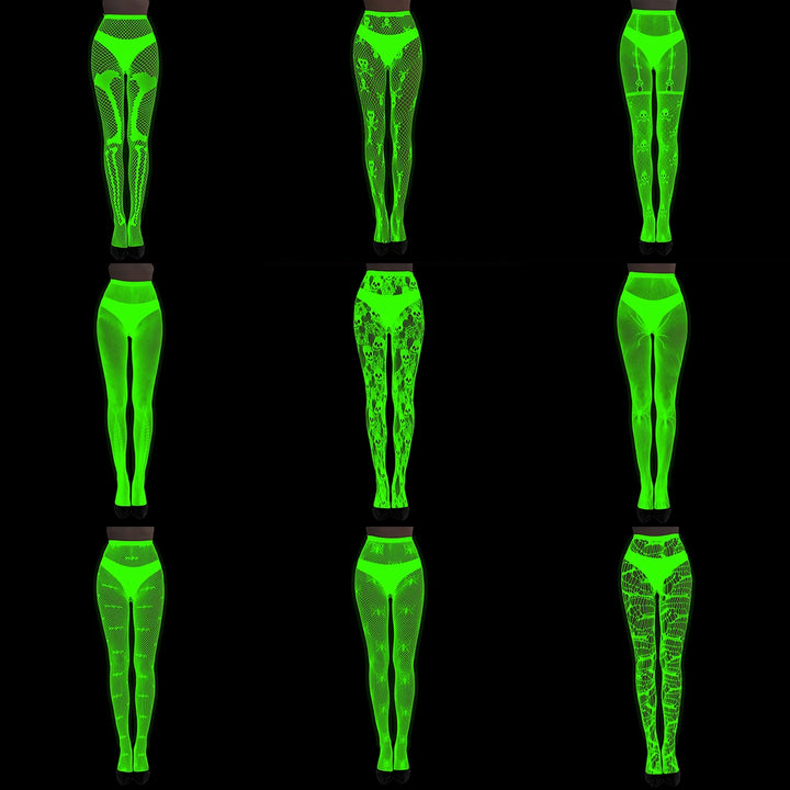 Women Body Stocking Glow in the Dark Sexy Fishnet Bodystocking Transparent Nylon Socks Mesh Pantyhose