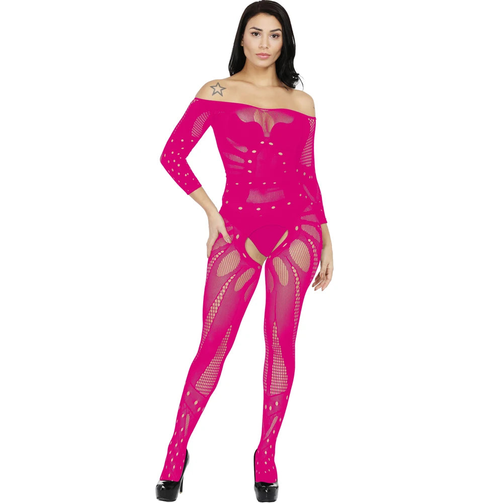 Custom Women's Sexy Crotchless Body Stocking Fishnets Nylon Hosiery Stockings Full Body Mesh Bodysuit Sexy Lingerie