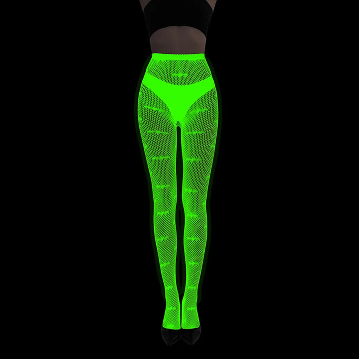 Women Body Stocking Glow in the Dark Sexy Fishnet Bodystocking Transparent Nylon Socks Mesh Pantyhose