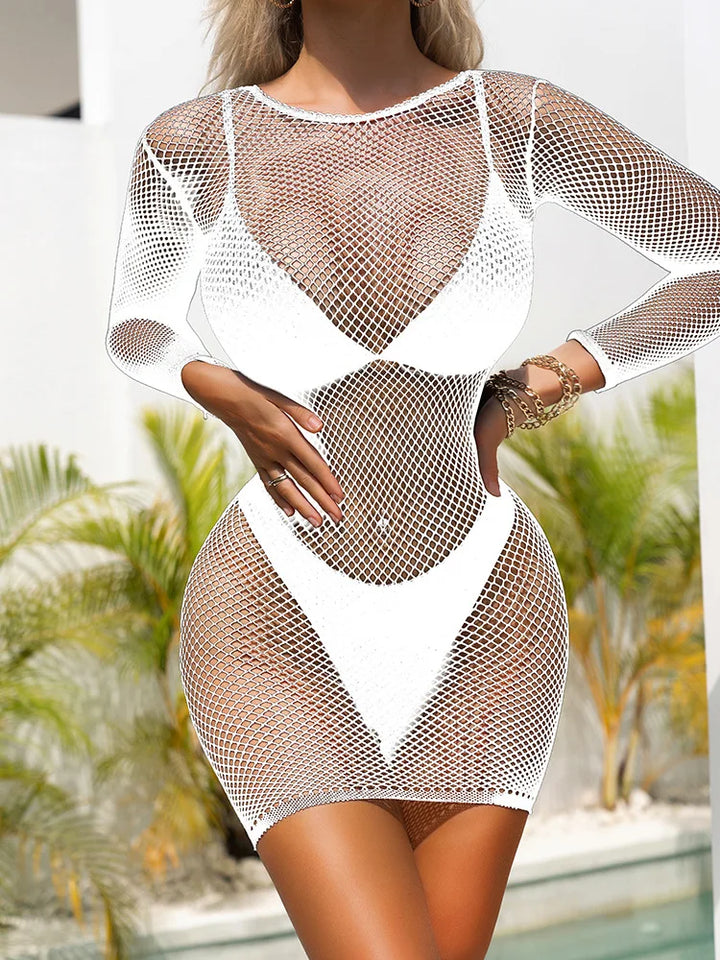 Small Weft Fishnet Jumpsuit Strippers Outfit Women Sexy Body Stocking Lingerie Dress Bikini Mesh Costumes Outfit Tops