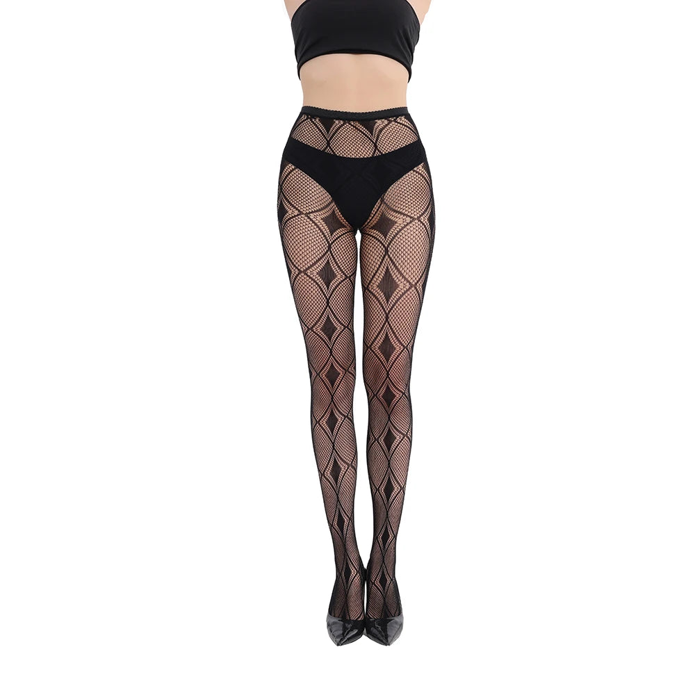 Dancewear Sexy Jacquard Hollow Pattern Mesh Sock Hollow Pantyhose Bow Patterned Goth Fishnet Leggings Pantyhose for Halloween