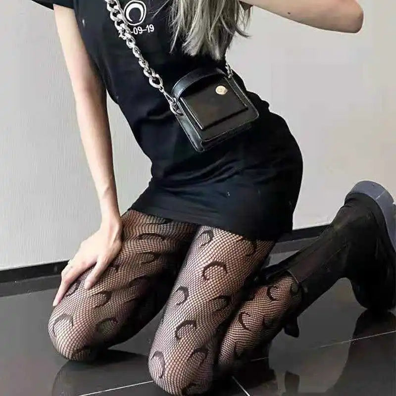 Lingerie Sexy Femme Spandex Mesh Dress Floral Halloween Fish Net Socks Pantyhose Stockings Knitted Design Brand Logo Tights