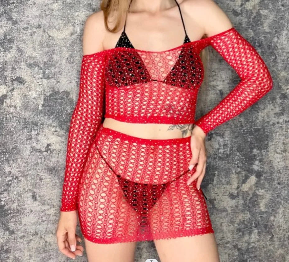 Hot Bling Diamond Thigh High Stockings Women Fishnet Mesh Nylons Stockings Shiny Rhinestone Pantyhose Fish Net Hosiery