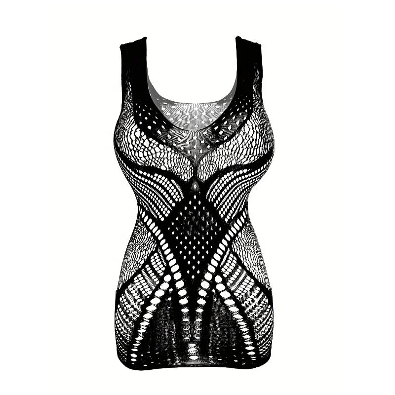 Hollow Out Sexy Mesh Dress for Women Fishnet Stockings Sexy Exotic Teddy Lingerie Fishnets Transparent Bodystocking