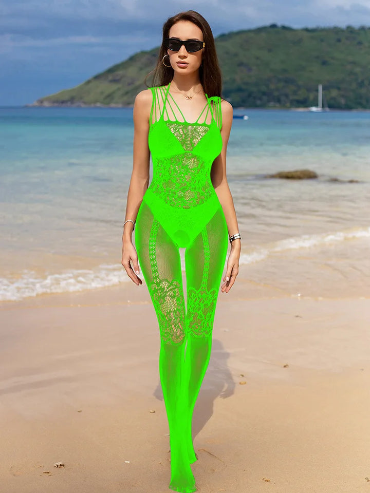 Women Sexy Body Fishnes Stocking Full Sexy Crotchless Body Stockings Mature Lace Sexy Lingerie Halter Strips Outfits